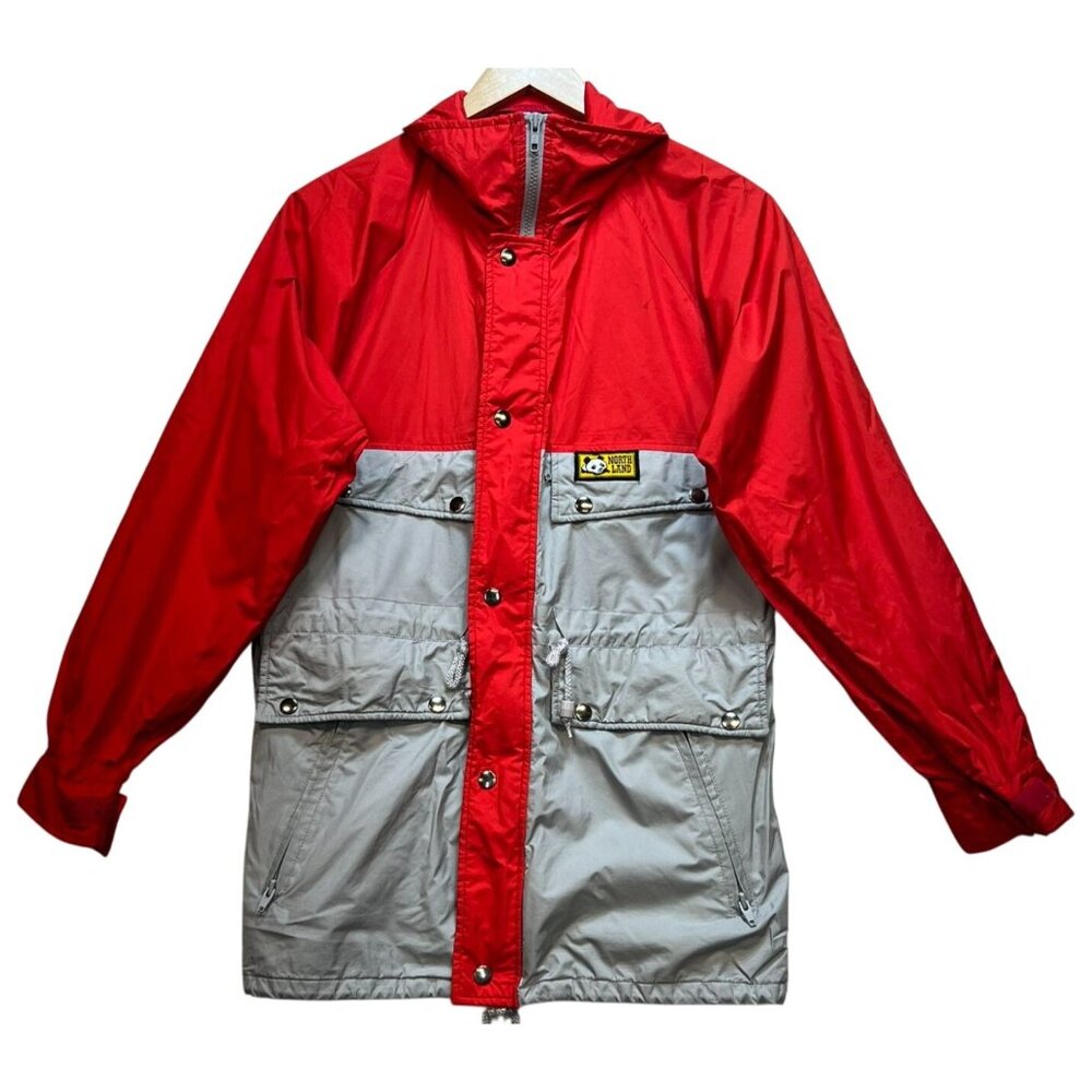 North Land Mens Gore-Tex Windbreaker Full Zip Jacket Long Sleeve Size S Red Gray
